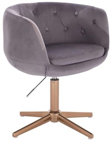 LuxuryForm DESIGN Kreslo MONTANA VELUR na zlatom kríži - sivé