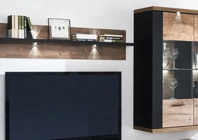 Obývacia stena Boston, čierna/dub ribbeck, s osvetlením