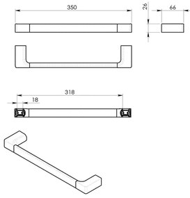 Gedy Gedy, PIRENEI držiak uterákov 350x66mm, zlato, PI213587
