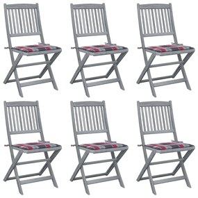 Skladacie záhradné stoličky s podložkami 6 ks akáciový masív 3065447
