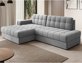 Sivá zamatová rozkladacia rohová pohovka (ľavý roh/s leňoškou) Blezalt – ELTAP