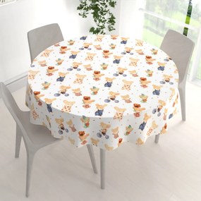 Biante Detský bavlnený okrúhly obrus Sandra SA-611 Hravé myšky na bielom Ø 50 cm