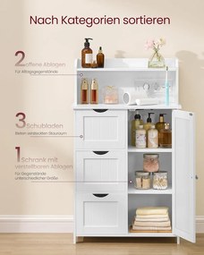 VASAGLE kúpeľňová skrinka, 30 x 60 x 100 cm, oblačne biela