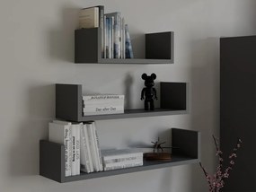 Sada 3 ks nástěnných polic Mobi antracitová