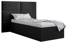Jednolôžková posteľ s čalúneným čelom 90 cm Brittany 2 (čierna matná + čierna) (s roštom). Vlastná spoľahlivá doprava až k Vám domov. 1045913