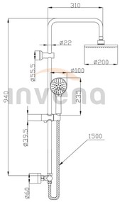Invena Esla, sprchový stĺp s termostatickou batériou, chróm, INV-AU-94-D01-C