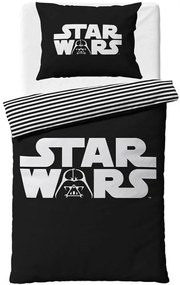 Čiernobiele bavlnené posteľné obliečky Star Wars - motív The Dark Force - 100% bavlna - 70 x 90 cm + 140 x 200 cm
