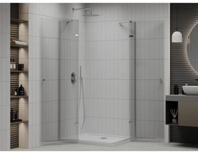 Mexen Roma Duo, sprchovací kút 100 (dvere) x 90 (dvere) cm, 6mm číre sklo, chrómový profil + slim sprchová vanička 5cm biela, 854-100-090-01-02-4010