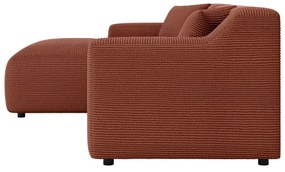 Menčestrová rohová pohovka v tehlovej farbe (ľavý roh/s leňoškou) Martin – Ropez