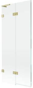 Mexen Lunar L, 2-krídlová vaňová zástena ľavá 80 x 150 cm, číre sklo, zlatá matná, 897L-080-100-55-00-L