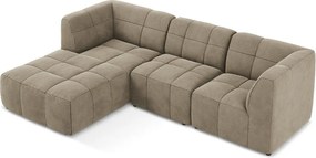 Hnedá zamatová rohová pohovka (ľavý roh/s leňoškou) Aloha – Makamii