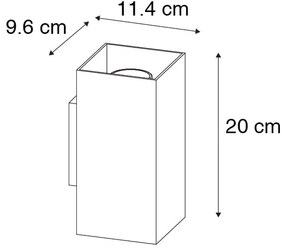 Dizajnová štvorcová nástenná lampa čierna so zlatým vnútrom - Sab