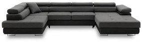 Rohová rozkladacia sedacia súprava RIGATTO II PRO 3 Ľavá Čierna eko-koža + Tmavo sivá