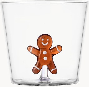 Ručne vyrobený pohár z borosilikátového skla's figúrkou Mr Gingerbread Nutcracker