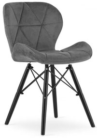 Jedálenská stolička LAGO zamat sivá (čierne nohy)