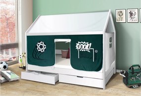 Detská domčeková posteľ KIDS futbal - BIELA 200x90 cm