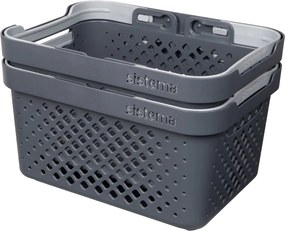 SISTEMA Multifunkčný košík s uchami, stohovateľný, antracit 41 x 29 x 19 (18,5l)