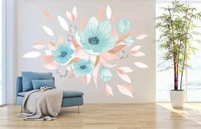Nálepka na stenu do interiéru kytica modrých kvetov 100 x 200 cm