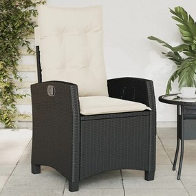 Sklápacia záhradná stolička s vankúšmi čierna polyratan 365208