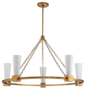 Elstead KRISTY5-DG-OPAL - Luster na tyči KRISTY 5xE27/40W/230V medený