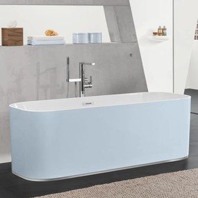 VILLEROY &amp; BOCH Finion voľne stojaca vaňa z materiálu Quaryl (bez spoja medzi panelom a vaňou), odtok v strede, 1700 x 700 x 633 mm, lišta Design, Colour on Demand, Chrome, biela alpská, UBQ177FIN7A1BCV201