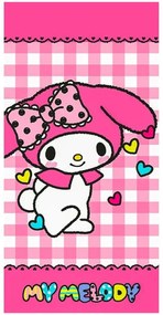Bavlnená plážová osuška My Melody - motív Ružový zajačik - 100% bavlna - 70 x 140 cm
