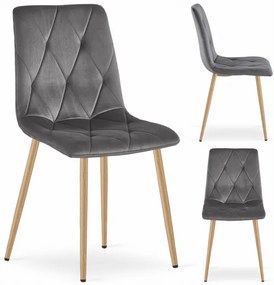 Jedálenská stolička LIBRA zamatová tmavosivá / drevené nohy