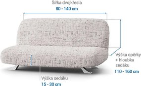 Bielastické poťahy VITTORIA smotanová dvojkreslo s drevenými rúčkami (š. 80 -140 cm)