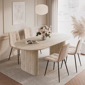 JEDÁLENSKÝ STÔL DEBORA PIESKOVEC 180 cm + 4 x STOLIČKA BÉŽOVÁ