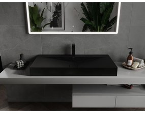 Mexen Poli, umývadlo na dosku z konglomerátu 1/O 100 x 48 cm, čierna matná, 23021071