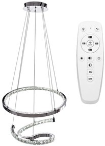 Toolight Toolight, LED závesné krištáľové svietidlo s diaľkovým ovládaním APP773-2CP, chrómová, OSW-05024