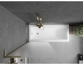 Mexen Next L, 1-krídlová vaňová zástena 80 x 150 cm, 6mm sklo námraza, zlatý lesklý profil, 895-080-000-03-30-50