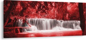Obraz - Červený, vodopád (120x50 cm)