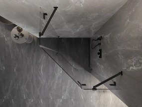 Mexen Lunar, pravý výklopný päťuholníkový sprchový kút 80 x 80 cm, 8mm číre sklo, čierny profil, 831-080P-080L-70-00-P