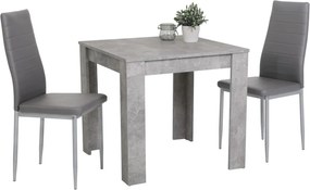 Jedálenský set (3 diely) Duo, šedý betón/sivá ekokoža