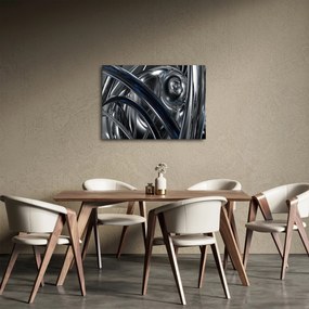 Obraz sivej abstrakcie s modrou (70x50 cm)