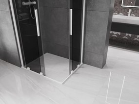 Mexen Velar Duo, sprchový kút s posuvnými dverami 100 x 90 cm, 8mm šedé sklo, biela matná, 871-100-090-42-20