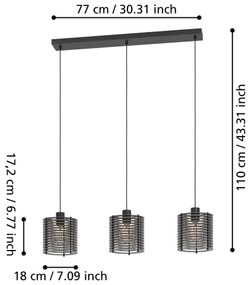 Eglo 900738 - Luster na lanku SEGOVIA 3xE27/40W/230V