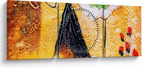 Obraz - Tancujúce baletky, olejomaľba (s hodinami) (90x30 cm)
