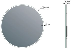 Sapho Sapho, VISO guľaté zrkadlo s LED osvetlením, ø 90cm, VS090