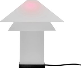 Biela LED stolová lampa so stmievačom s kovovým tienidlom (výška 33,5 cm) Sanaka – Blomus