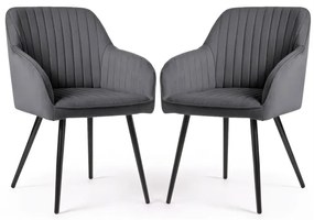 Sada dvoch jedálenských stoličiek FLORENCE zamatové, grafitové / čierne nohy (2 ks)