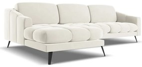 Krémovobiela zamatová rohová pohovka (ľavý roh) Nalu – Makamii