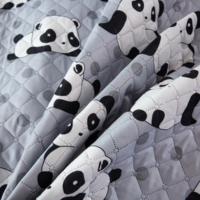 Prehoz na posteľ so vzorom PANDA sivý Rozmer: 170 x 210 cm