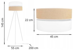 Podlahová lampa JUTA, 1x jutové/biele textilné tienidlo, M, W