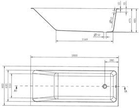 Cersanit Crea Slim akrylátová vaňa 180x80cm + nožičky, biela, S301-227