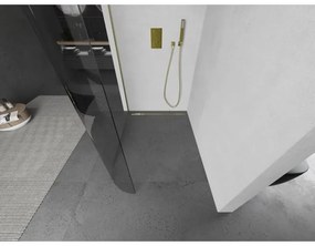 Mexen Kioto, sprchová zástena Walk-In 100 x 200 cm, 8mm číre sklo, zlatý matný profil, 800-100-101-55-06