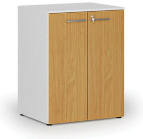 Kancelárska skriňa s dverami PRIMO WHITE, 2 police, 800 x 640 x 1027 mm, biela/buk
