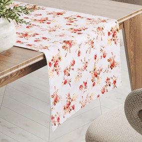Biante Bavlnený behúň na stôl Sandra SA-304 Oranžovo žlté ružičky na bielom 45x140 cm