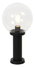 Vonkajšia stojaca lampa čierna s priehľadnou guľou 50 cm IP44 - Sfera
